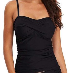 Adome Serendipity Flyaway Tankini Swimsuit w/Shorts, Black, S